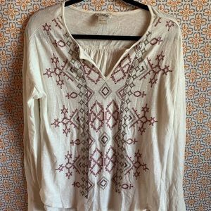 Lucky Brand Embroidered Peasant Top